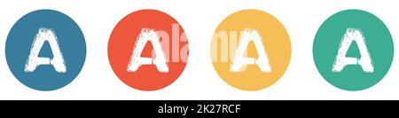 A - Banner mit vier Knöpfen, blau, rot, orange, grün Stockfoto