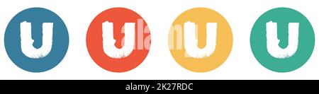 U – Banner mit vier Knöpfen, blau, rot, orange, grün Stockfoto