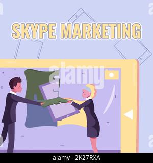 Konzeptionelle Beschriftung Skype Marketing. Business Showcase-Apps, die sich auf Video-Chats und Sprachkommunikation spezialisiert haben Erstellen neuer Projektpläne Präsentation der neuesten Ideen. Stockfoto