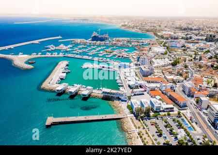 Luftaufnahme von Limassol Marina. Zypern Stockfoto