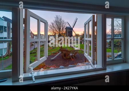 De Put Windmühle in Leiden, Niederlande Stockfoto