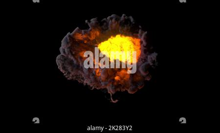 Feuerexplosion mit Rauchwolken Stockfoto