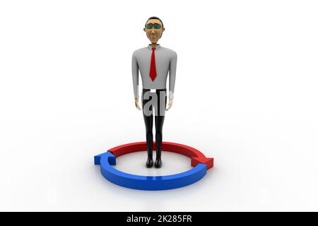 Mann, der im Satz von Pfeilen steht Stockfoto