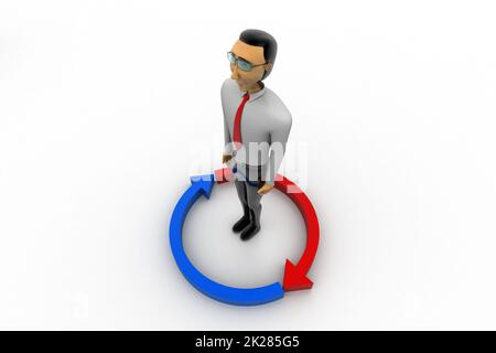 Mann, der im Satz von Pfeilen steht Stockfoto