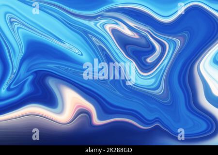 Flüssiger abstrakter, farbenfroher Marmorhintergrund in Blau Stockfoto
