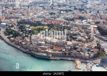 Jaffa Yafo Altstadt Israel Tel Aviv Luftaufnahme des Meeres Stockfoto