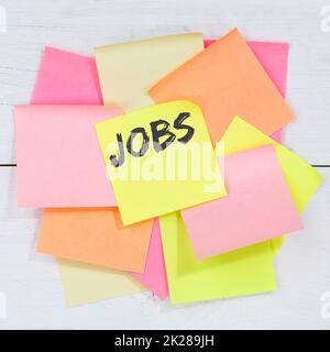Jobs, Job Working Rekrutierung Mitarbeiter Business Concept Desk Notizzettel Stockfoto