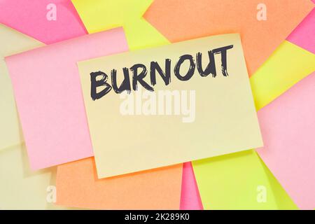 Burnout-Krankheit Stress am Arbeitsplatz Konzeptpapier Stockfoto