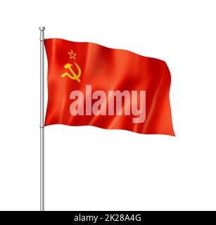 Flagge der UdSSR isoliert auf Weiß Stockfoto
