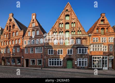 Deutschland, hansestadt - historische Gebäude in Lüneburg, Niedersachsen, Backsteingotik mittelalterliche Architektur Stockfoto