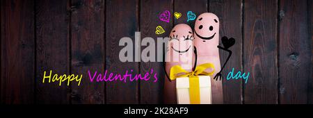 Happy Finger paar in der Liebe feiern Valentinstag. 3d-Illustration. Stockfoto