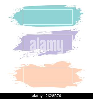 Drei farbige Malstriche mit Rahmen und Platzierung für Text - Vektor Stockfoto
