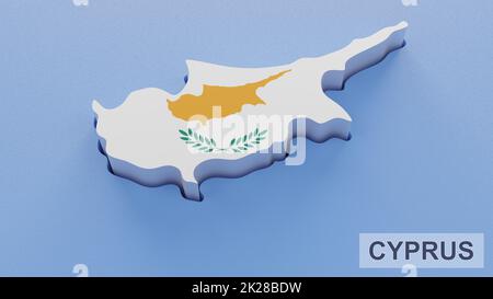 Abbildung der Zypern-Karte 3D. 3D Rendern von Bildern und Teilen einer Serie. Stockfoto