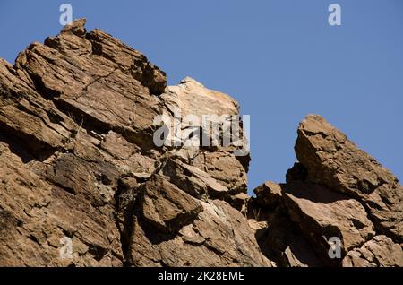 Felsige Klippen im Naturschutzgebiet Inagua. Stockfoto