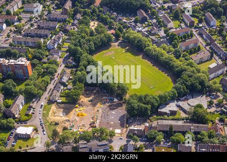 Luftaufnahme, Baustelle am Sportplatz Dorstener Straße, Zweckel, Gladbeck, Ruhrgebiet, Nordrhein-Westfalen, Deutschland, Bauarbeiten, Bui Stockfoto