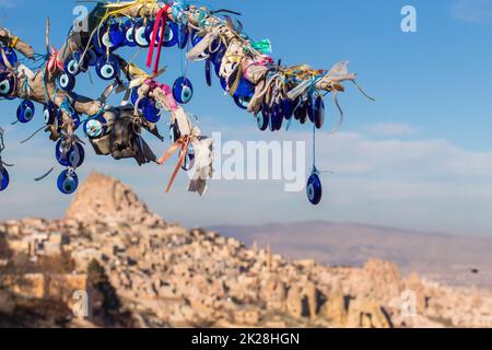 Blick auf das böse Augenamulett Stockfoto