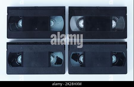 Vier alte VHS-Bänder aus den 90s Stockfoto