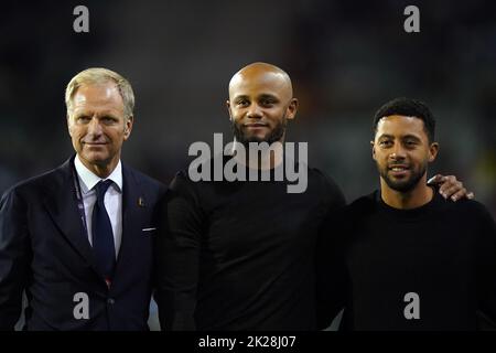 Burnley-Manager und ehemaliger belgischer Spieler Vincent Kompany (Mitte) vor dem UEFA Nations League-Spiel der Gruppe D im King Baudouin Stadium, Brüssel. Bilddatum: Donnerstag, 22. September 2022. Stockfoto