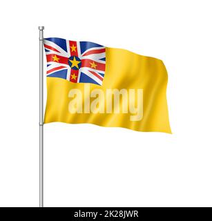 Niue-Flagge isoliert auf Weiß Stockfoto