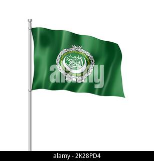 Flagge der Arabischen Liga isoliert auf Weiß Stockfoto