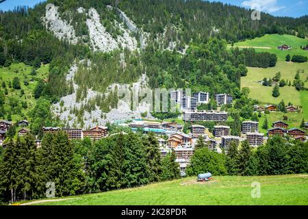 Dorf La Clusaz, Frankreich Stockfoto