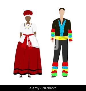 Mädchen und Mann in spanischen Volkskleidung - Vector Stockfoto