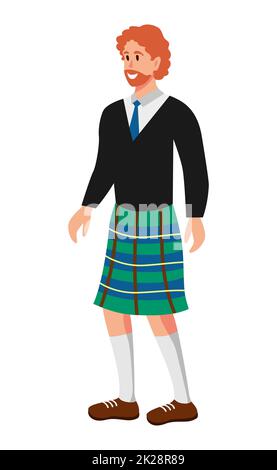 Mann in schottischem Volkskleid Kilt - Vector Stockfoto