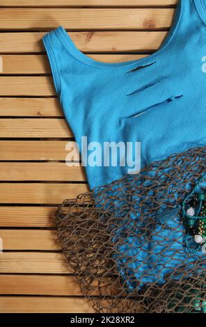 Mermaid Fashion mit Schmuck- und Angelnetz – Nahaufnahme Stockfoto