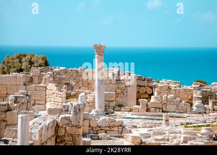 Ruinen der frühchristlichen Basilika in Kourion archäologische Stätte. Limassol District, Zypern Stockfoto