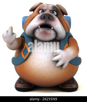 Fun backpacker Bulldog cartoon Charakter Stockfoto