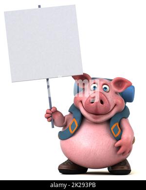 Fun backpacker Pig cartoon Charakter Stockfoto