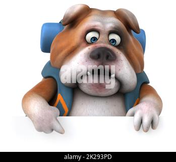 Fun backpacker Bulldog cartoon Charakter Stockfoto