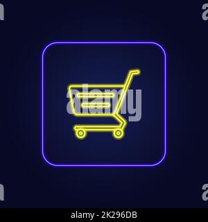 Schönes, stylisches, farbenfrohes Neon-Warenkorb-Websymbol - Vector Stockfoto