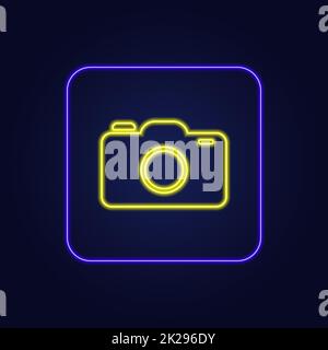 Schönes, stylisches, farbenfrohes Neonsymbol für die Kamera – Vector Stockfoto
