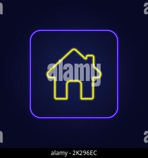 Wunderschöne, stylische, farbenfrohe Neonhaus-Ikone – Vector Stockfoto