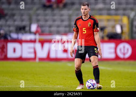 BRÜSSEL, BELGIEN - 22. SEPTEMBER: Jan Vertonghen aus Belgien während der UEFA Nations League Ein Spiel der Gruppe 4 zwischen Belgien und Wales im Stade ROI Baudouin am 22. September 2022 in Brüssel, Belgien (Foto: Joris Verwijst/Orange Picles) Stockfoto