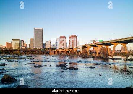 Blick auf die Skyline in Richmond, Virginia. Stockfoto