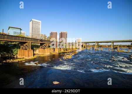 Blick auf die Skyline in Richmond, Virginia. Stockfoto