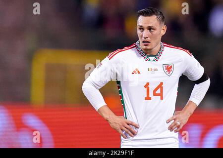 BRÜSSEL, BELGIEN - 22. SEPTEMBER: Connor Roberts of Wales während der UEFA Nations League Ein Spiel der Gruppe 4 zwischen Belgien und Wales im Stade ROI Baudouin am 22. September 2022 in Brüssel, Belgien (Foto: Joris Verwijst/Orange Picles) Stockfoto