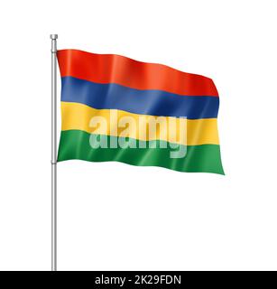 Mauritius-Flagge isoliert auf Weiß Stockfoto