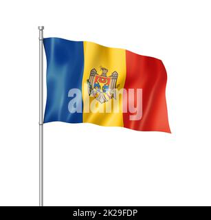 Flagge Moldaus isoliert auf Weiß Stockfoto