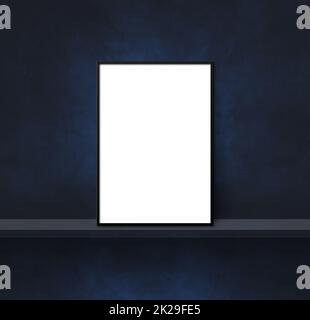 Bilderrahmen auf schwarzem Regal. 3D Abbildung. Quadratischer Hintergrund Stockfoto