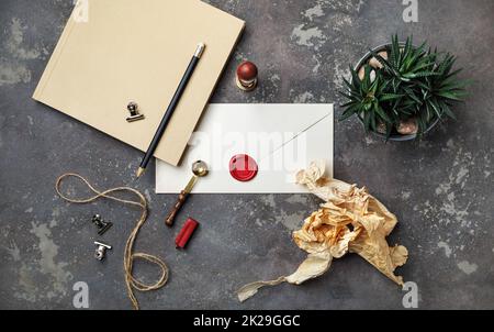 Leere retro Schreibwaren Stockfoto