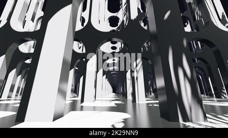 Abstrakter Tunnel Mit Pastellfarbener Geometrie In To Door Stockfoto