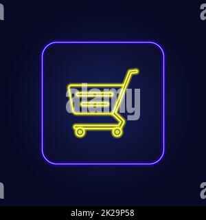Schönes, stylisches, farbenfrohes Neon-Warenkorb-Websymbol - Vector Stockfoto
