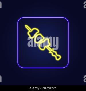 Schönes, stilvolles, farbenfrohes Neonsymbol Kebab - Vector Stockfoto