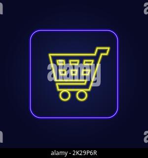 Schönes, stylisches, farbenfrohes Neon-Warenkorb-Websymbol - Vector Stockfoto