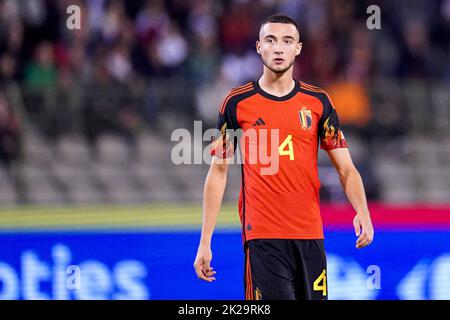BRÜSSEL, BELGIEN - 22. SEPTEMBER: Zeno Debast von Belgien während der UEFA Nations League Ein Spiel der Gruppe 4 zwischen Belgien und Wales im Stade ROI Baudouin am 22. September 2022 in Brüssel, Belgien (Foto: Joris Verwijst/Orange Picles) Stockfoto