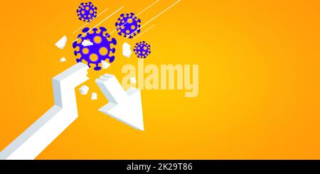 Covid-Krise und der Zusammenbruch der Märkte, wirtschaftliche Folgen. 3d-Illustration Stockfoto