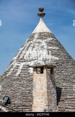 Steindächer der Trulli Häuser in Alberobello Italien. Stockfoto